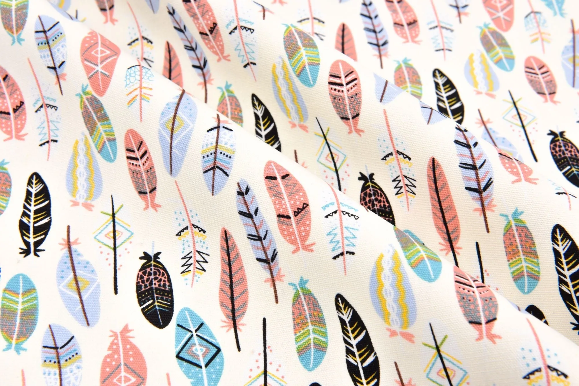 100% Cotton Half Panama Printed Fabric / Canvas printed Fabric / Feather  Digital Print  Fabric