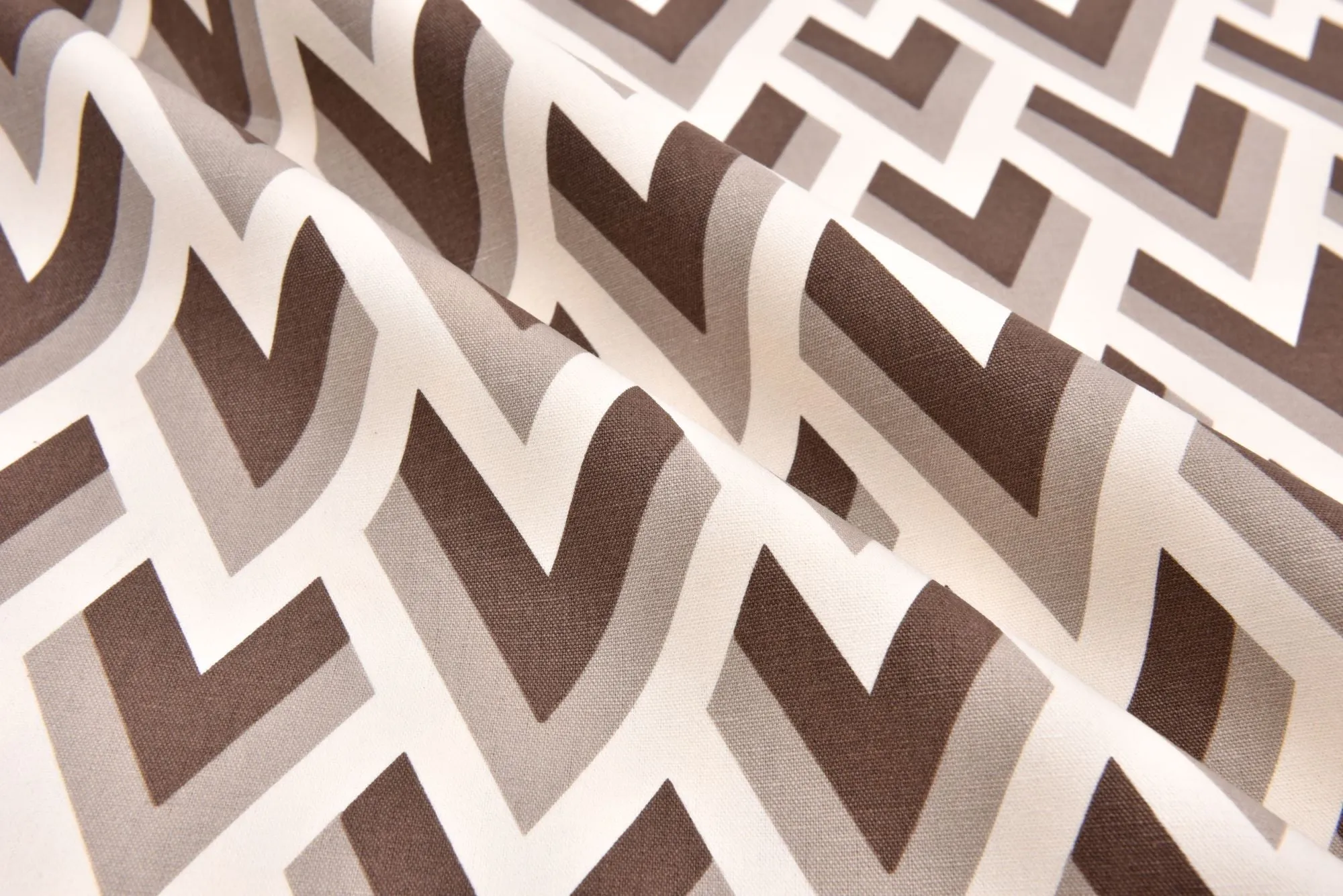 100% Cotton Half Panama Printed Fabric / Canvas printed Fabric /  Grey Zig Zag Digital Print  Fabric