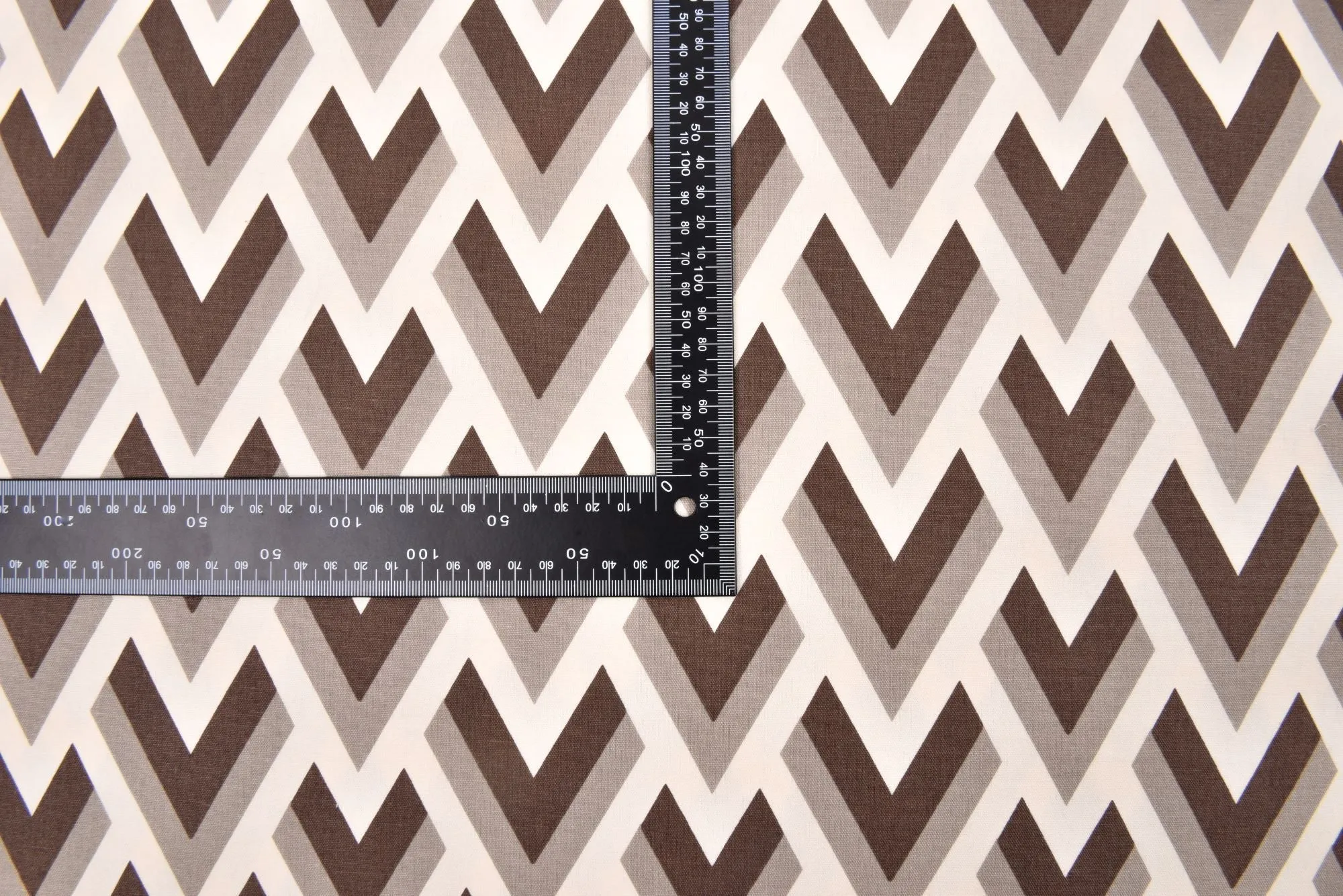 100% Cotton Half Panama Printed Fabric / Canvas printed Fabric /  Grey Zig Zag Digital Print  Fabric