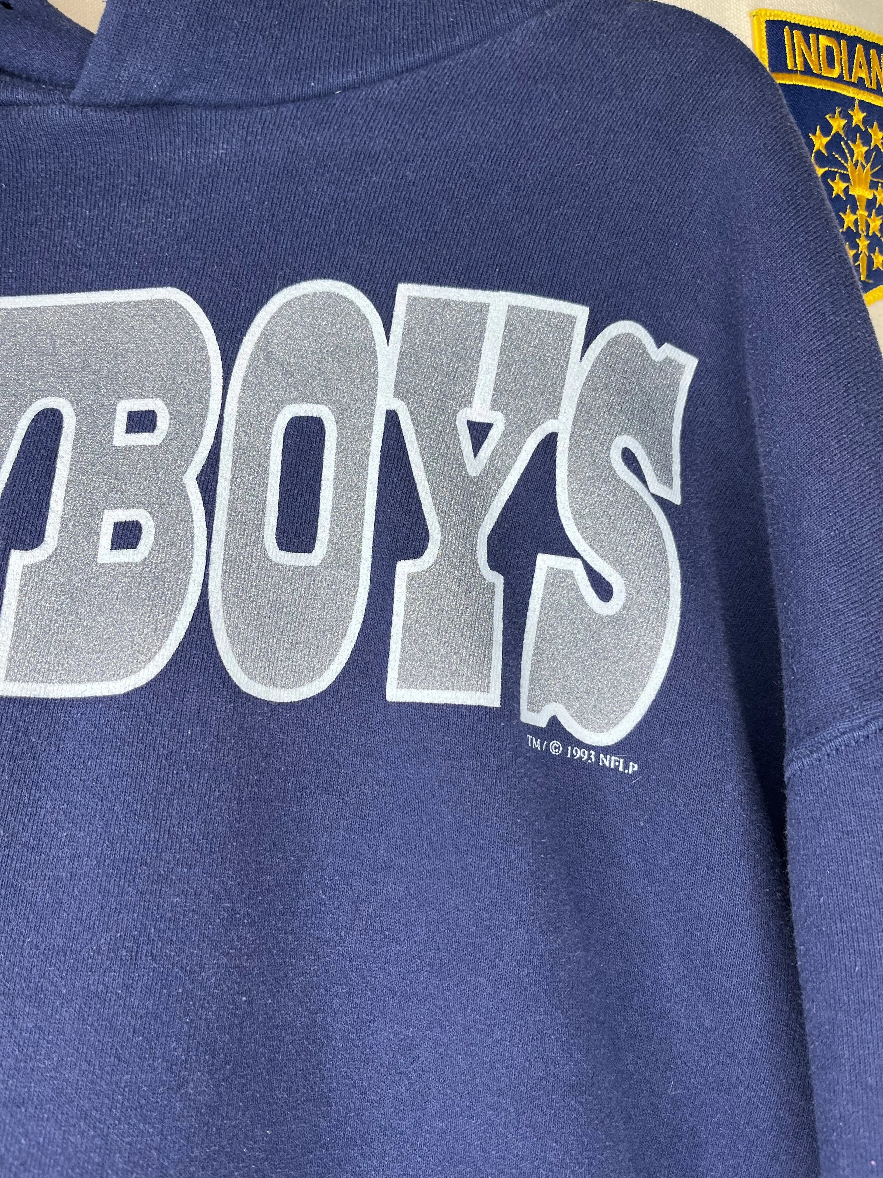 1993 Dallas Cowboys Russell Athletic Glitter Print Hoodie: XL