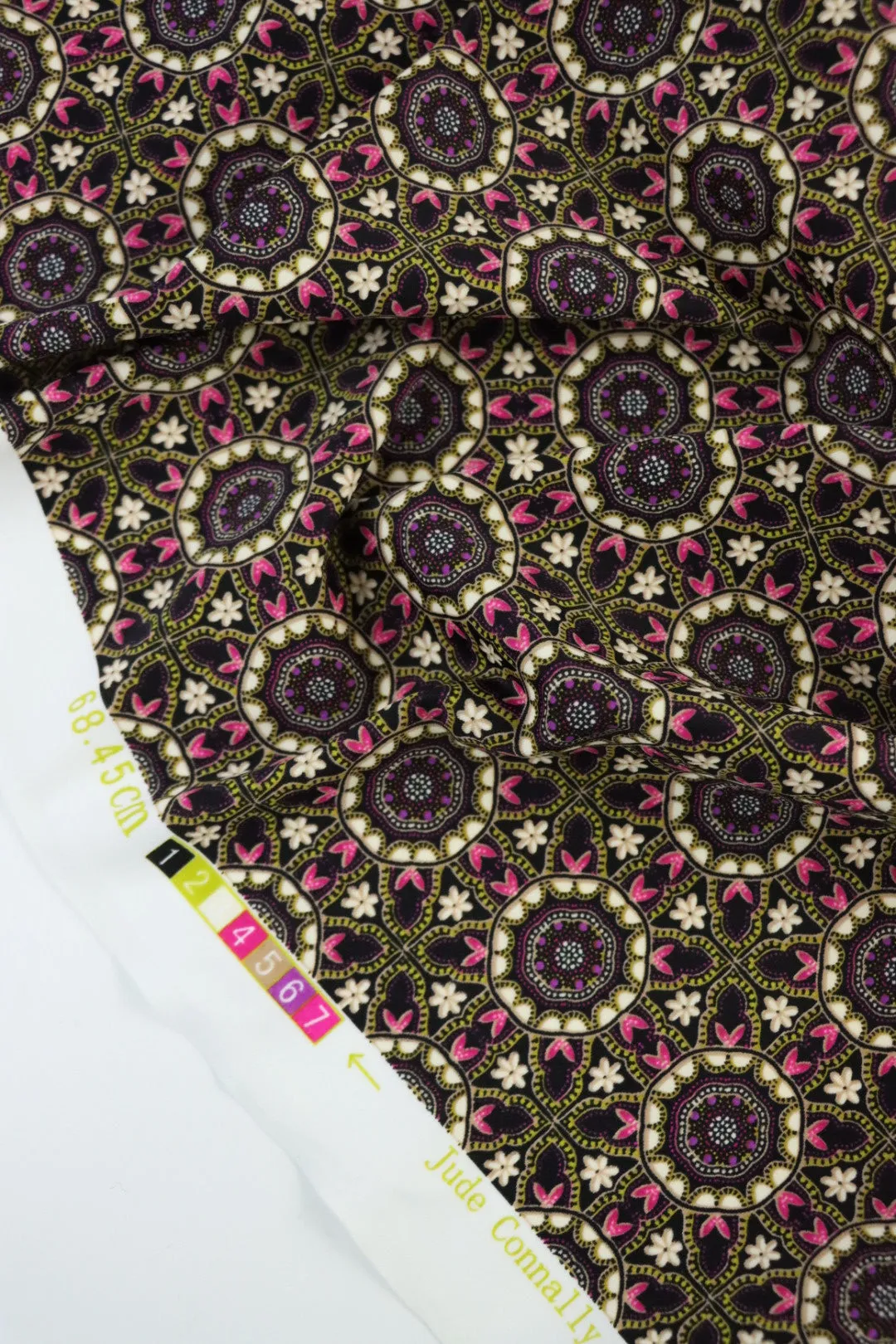 1YD PRECUT; Flowers & Hearts Kaleidoscope Nylon Spandex Tricot | Designer Deadstock