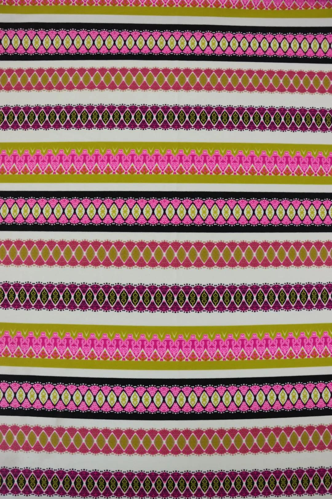 1YD PRECUT; Pink & Pear Funky Horizontal Stripe Nylon Spandex Tricot | Designer Deadstock