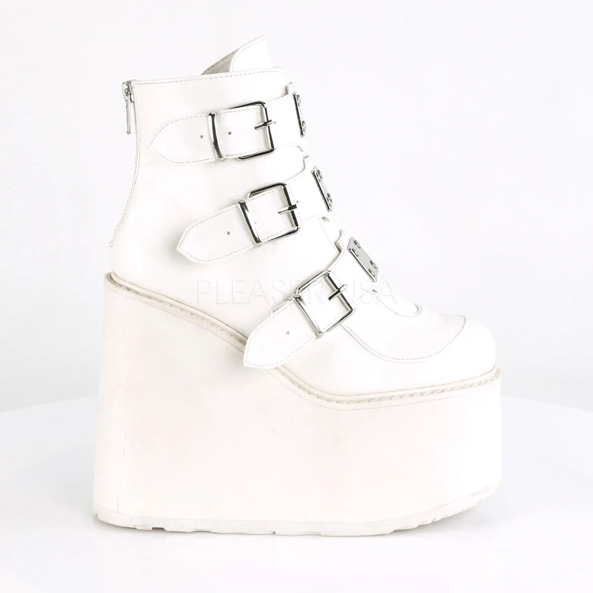 5 Inch Platform SWING-105 White Vegan Leather