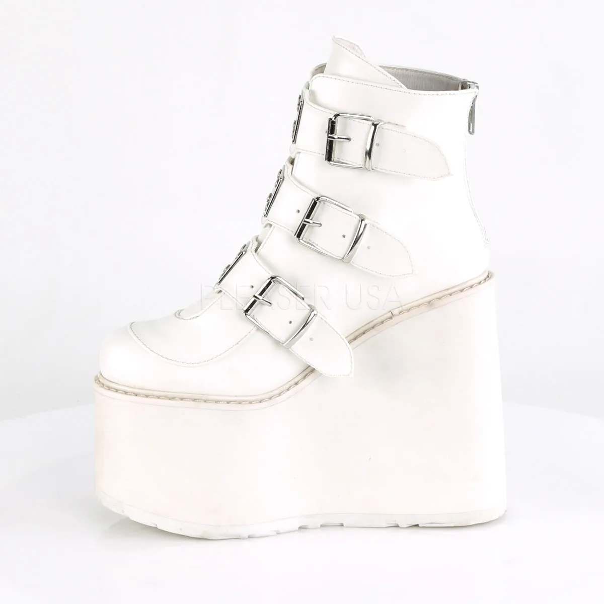 5 Inch Platform SWING-105 White Vegan Leather