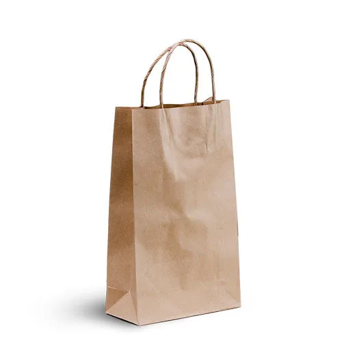 50 X Brown Twisted Handle Kraft Paper Bags Size Baby