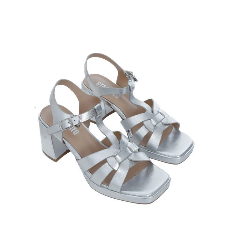 9AE02-SLR Sandal Heels - Silver