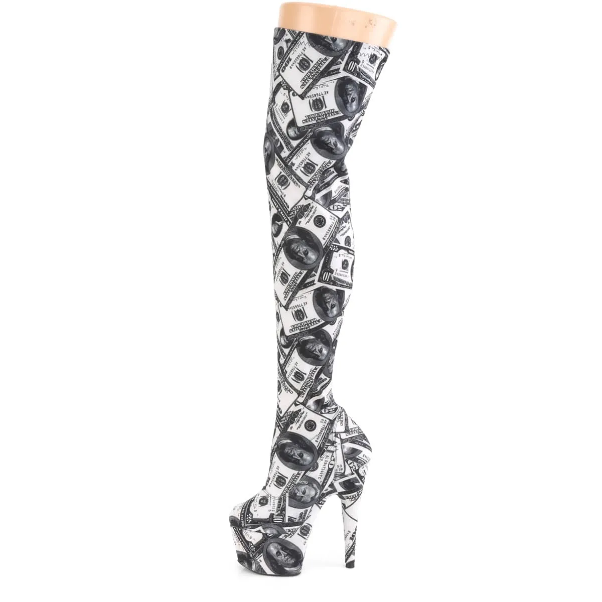 ADORE-3000DP White & Black Thigh High Boots