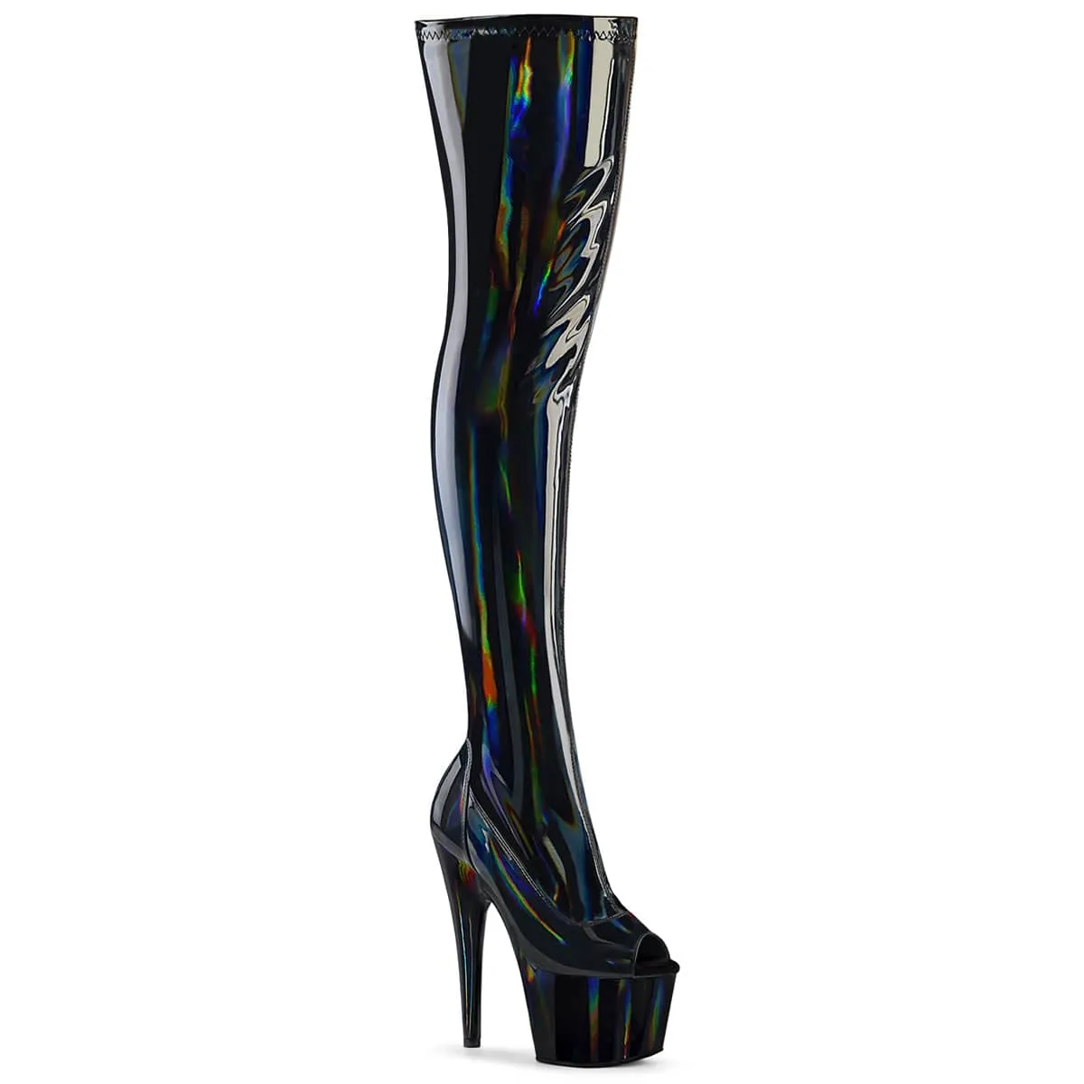 ADORE-3011HWR Black Patent Thigh High Platform Boots