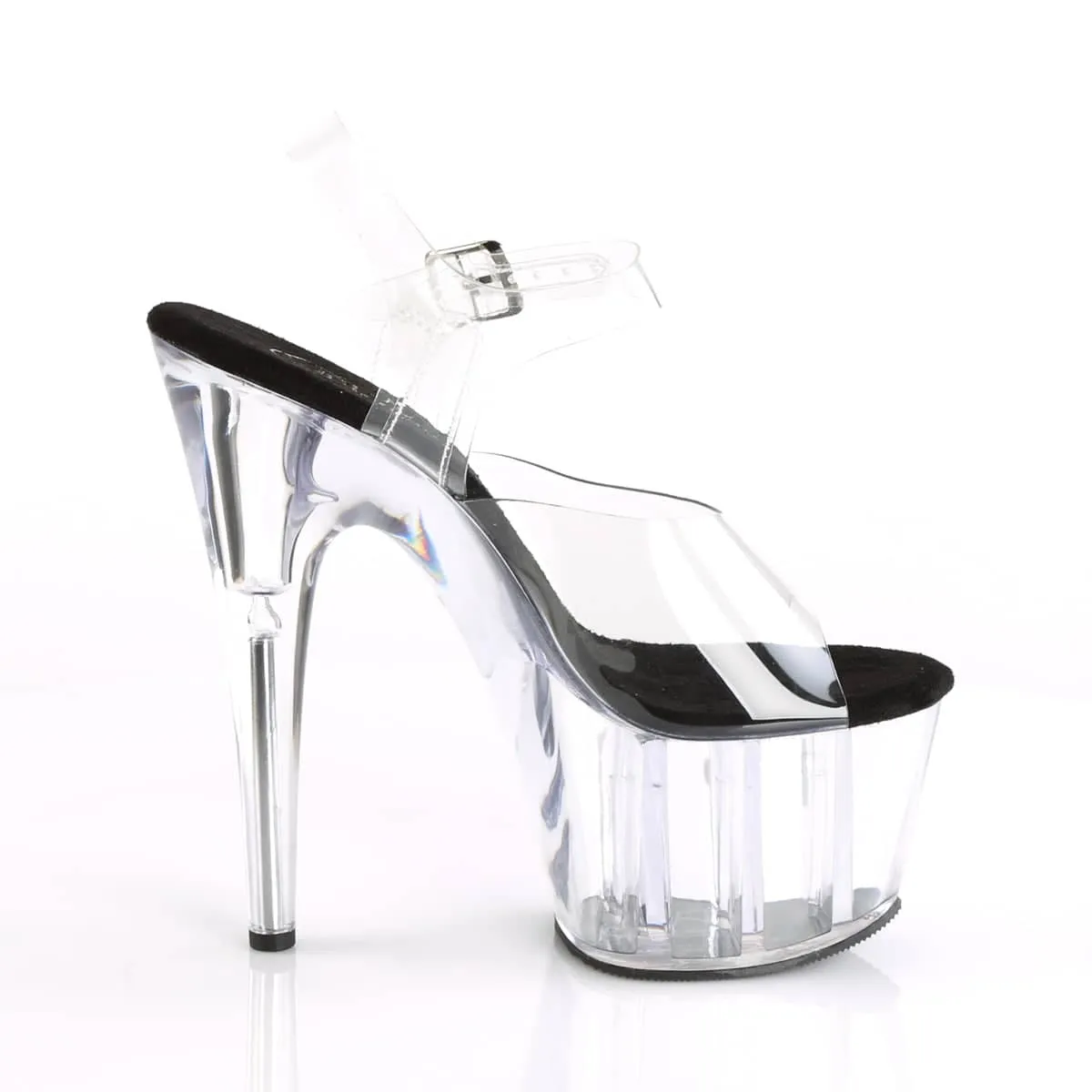 ADORE-708 Black & Clear Ankle Peep Toe High Heel