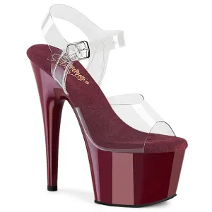 ADORE-708 Burgundy & Clear Platform Heels