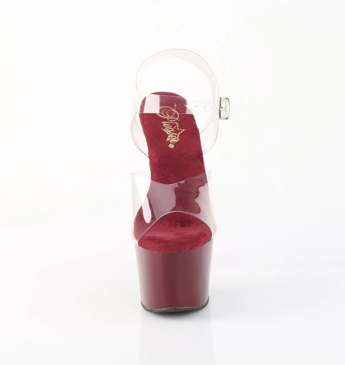 ADORE-708 Burgundy & Clear Platform Heels