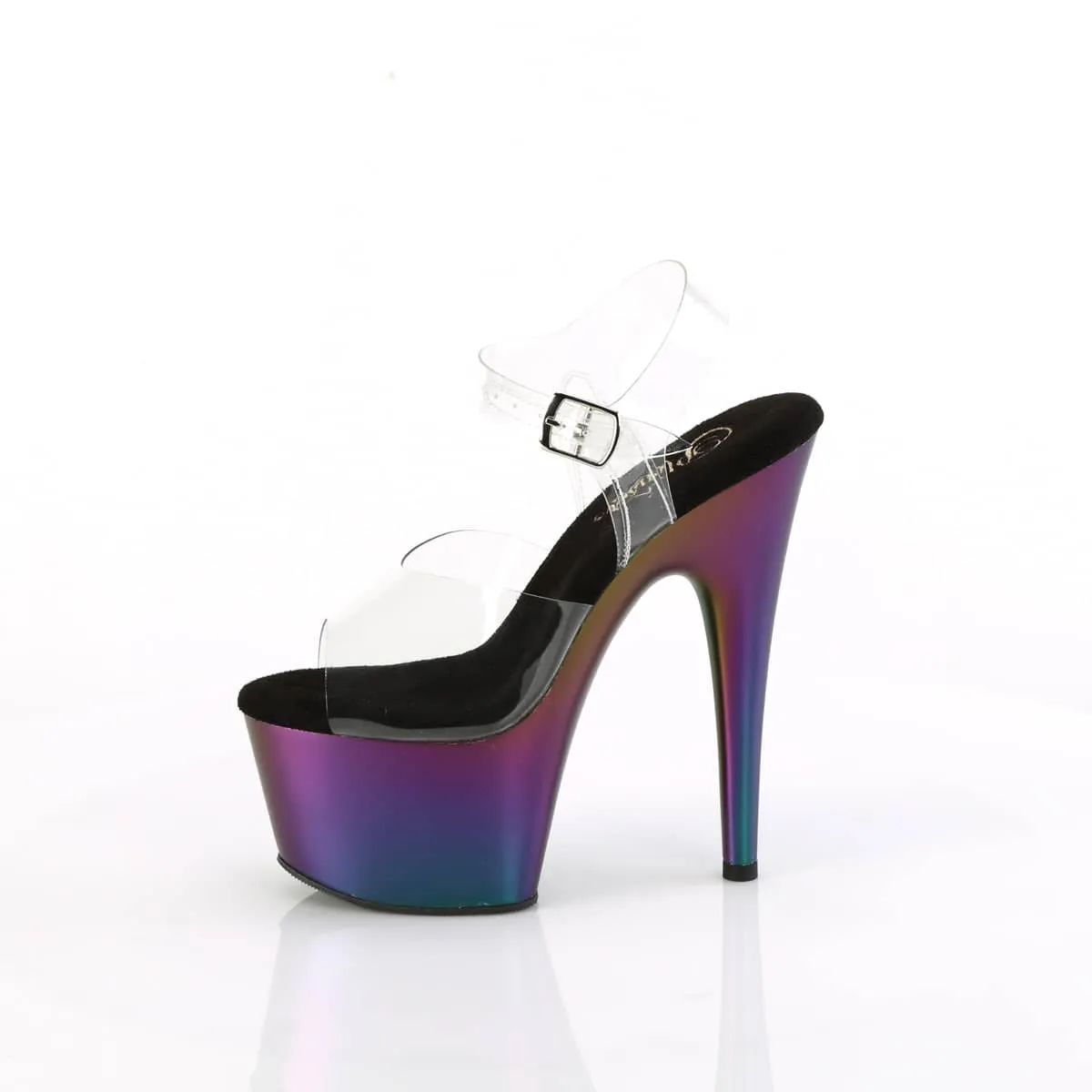 ADORE-708MCH Clear & Multi Colour Ankle Peep Toe High Heel