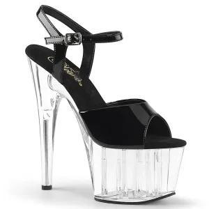 ADORE-709 Black Patent Clear Platform Stripper Shoe