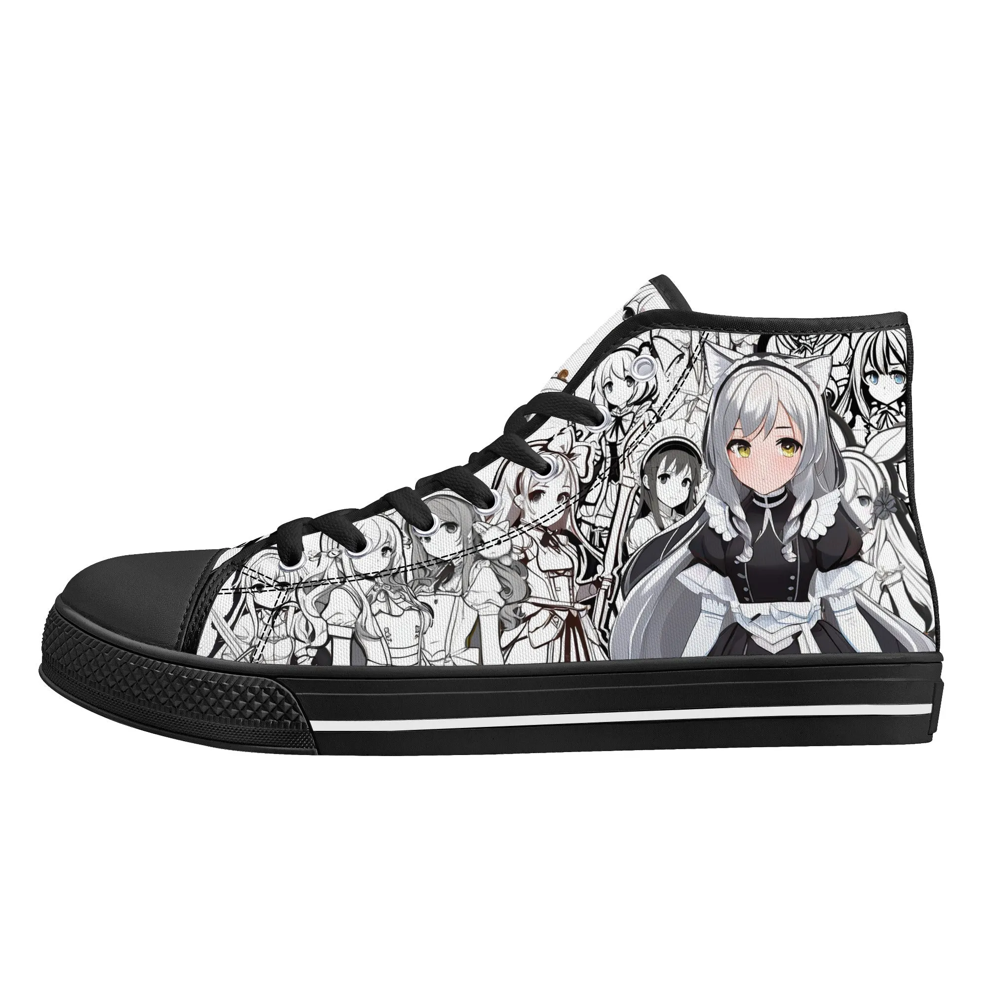 Anime Pattern Collection - Mens Classic High Top Canvas Shoes