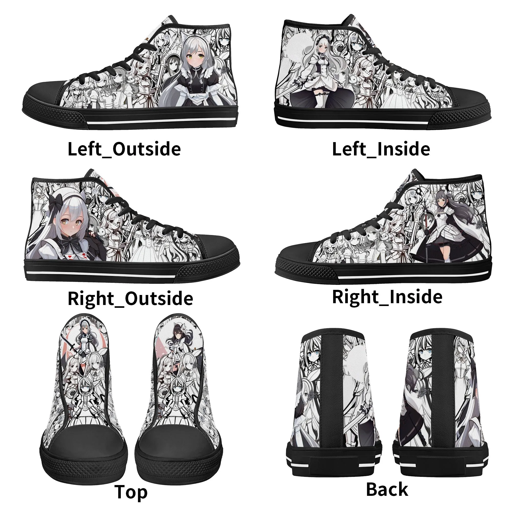 Anime Pattern Collection - Mens Classic High Top Canvas Shoes