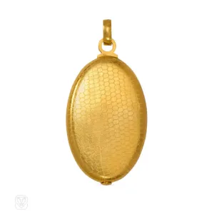 Antique gold pendant mirror