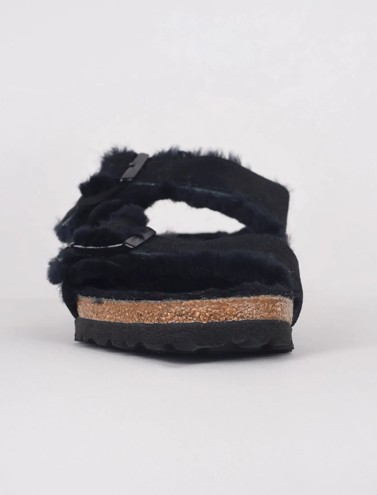 Arizona Shearling Suede Sandal, Black