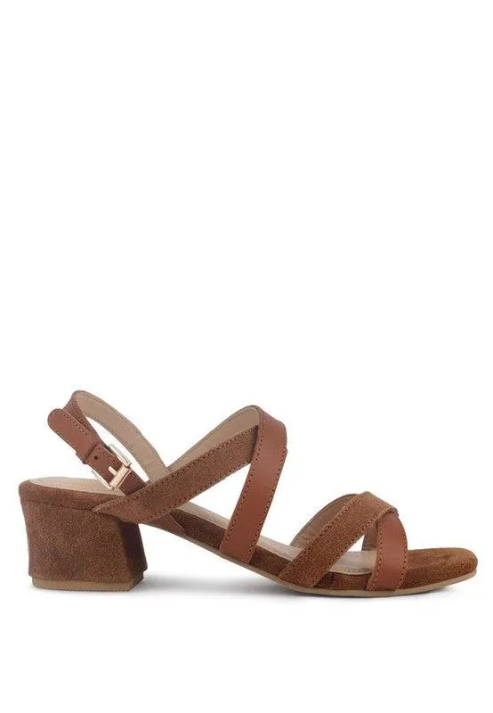 Astrid Mid Heeled Block Leather Sandal