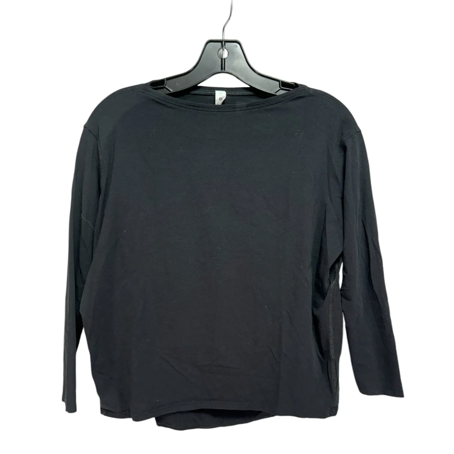 Athletic Top Long Sleeve Collar By Lululemon In Black, Size: 2