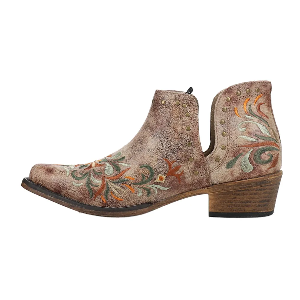 Ava Floral Embroidered Snip Toe Cowboy Booties