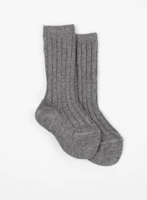 Baby Ribbed Knee High Socks in Grey