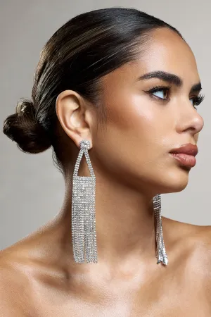 Balance | Silver Diamante Statement Tassel Earrings