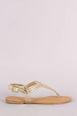 Bamboo T-Strap Thong Flat Sandal