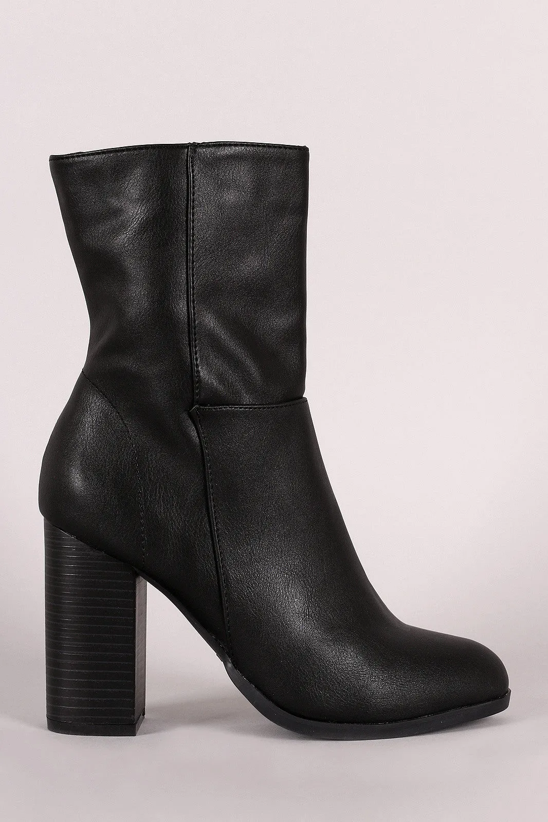 Bamboo Vegan Leather Chunky Heel Boots