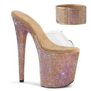 BEJEWELED-812RS  Rose Gold Rhinestone 8 Inch Exotic Dancer Shoes