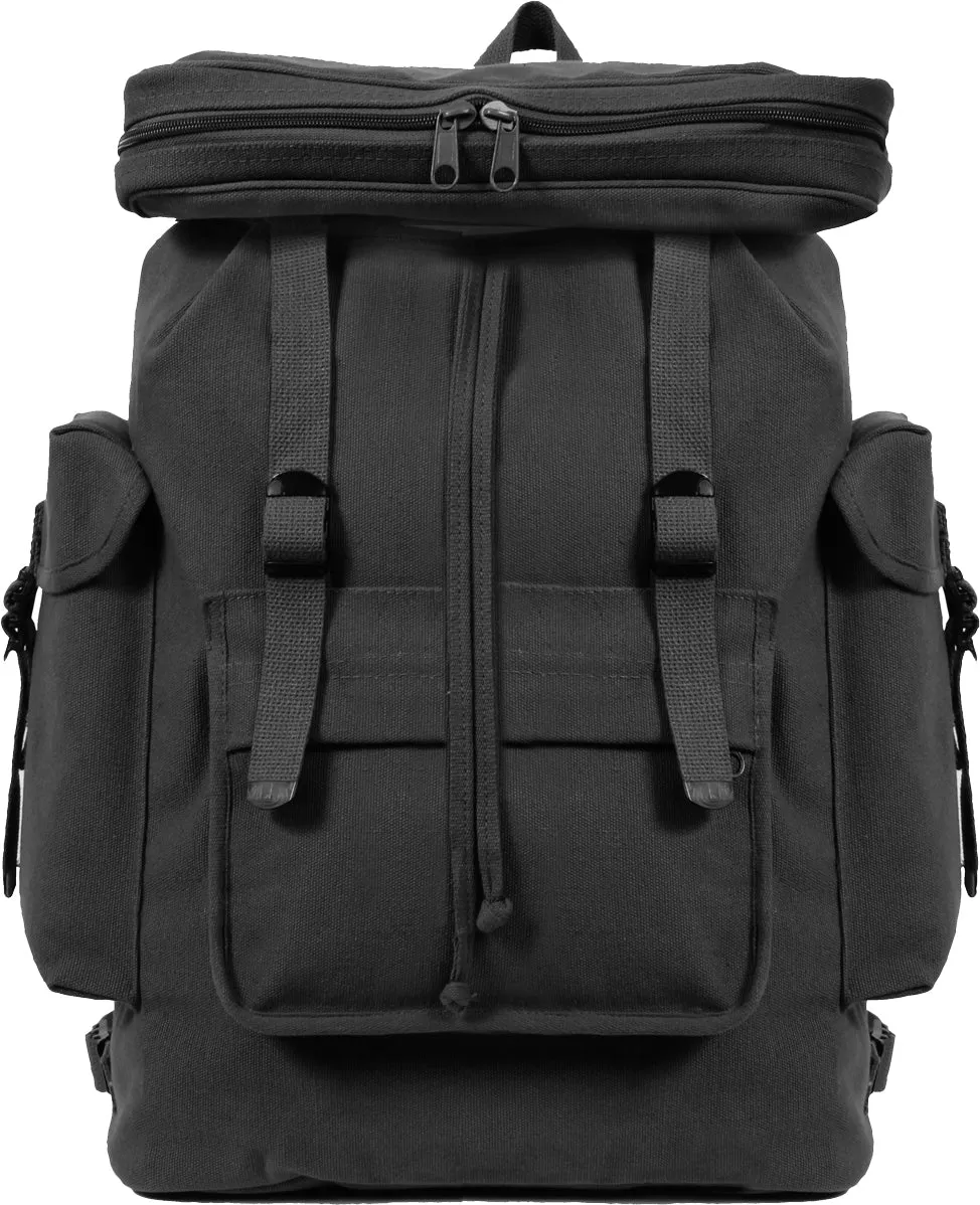 Black - Canvas European Style Rucksack Backpack