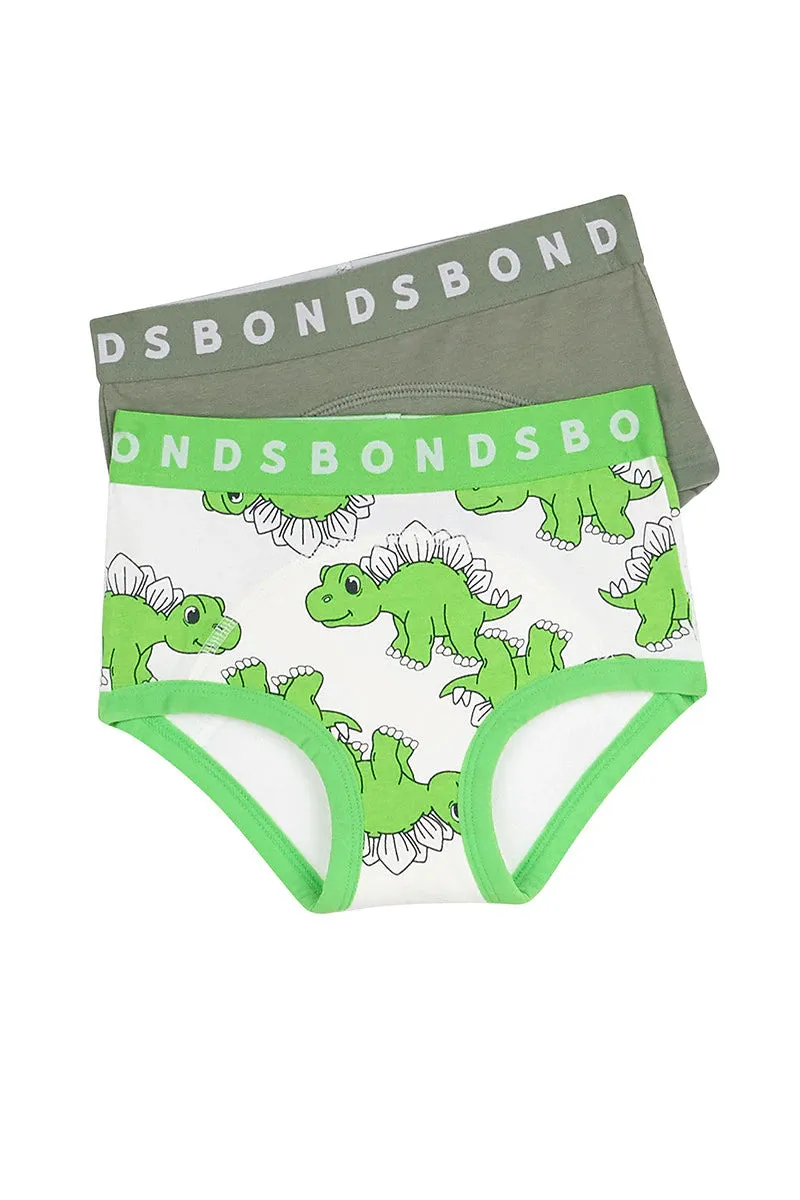 Bonds Whoopsies Toilet Training Undies 2 Pk - Stellar Stegosaurus Major Key Green