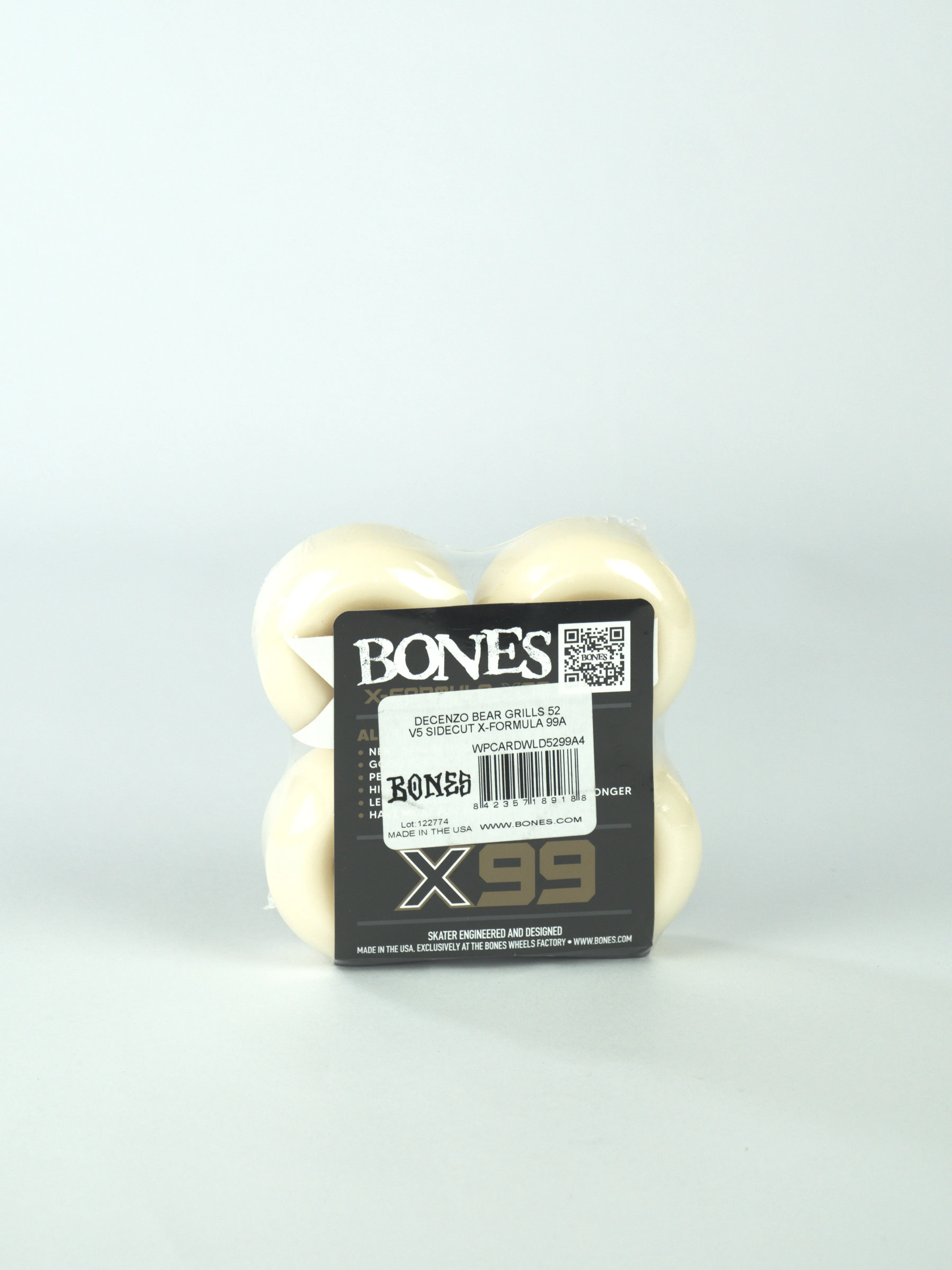 Bones Wheels - X Formula V5 Side Cut 99a - Decenzo Bear Grills Pro - 52 Mm - Skateboard Wheels