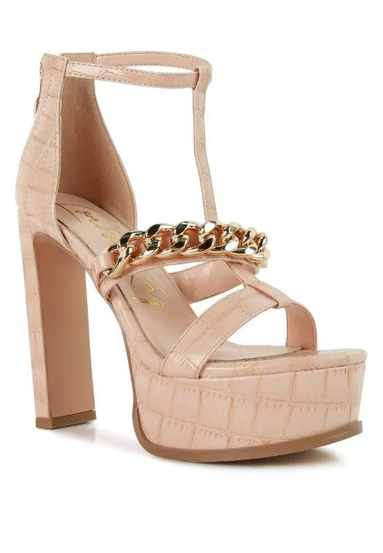 Bonita Metal Chain Zip Up Sandal