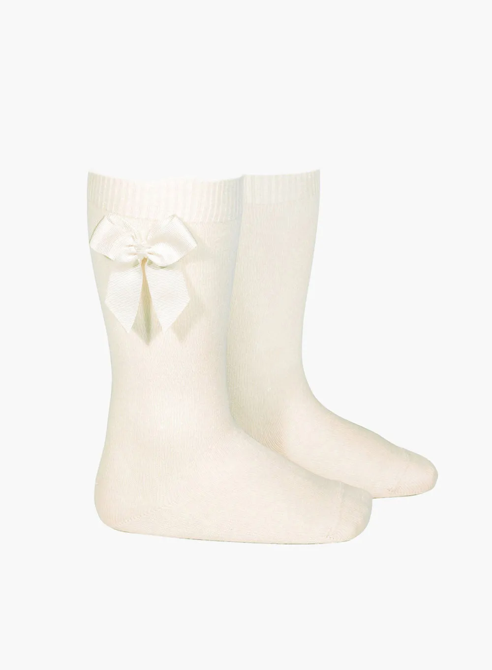 Bow Knee High Socks in Cream