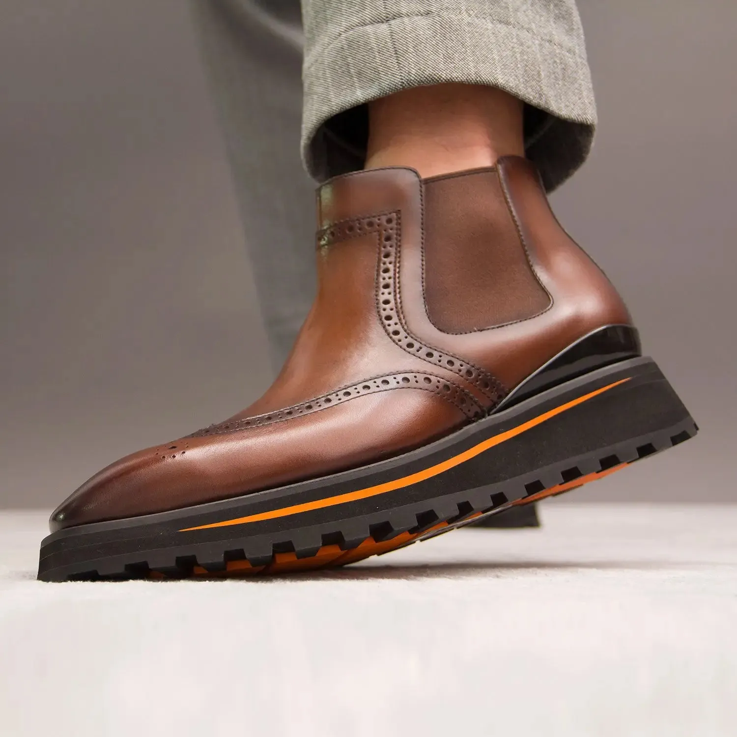 Brogue Thick-Soled Chelsea Boot 2891