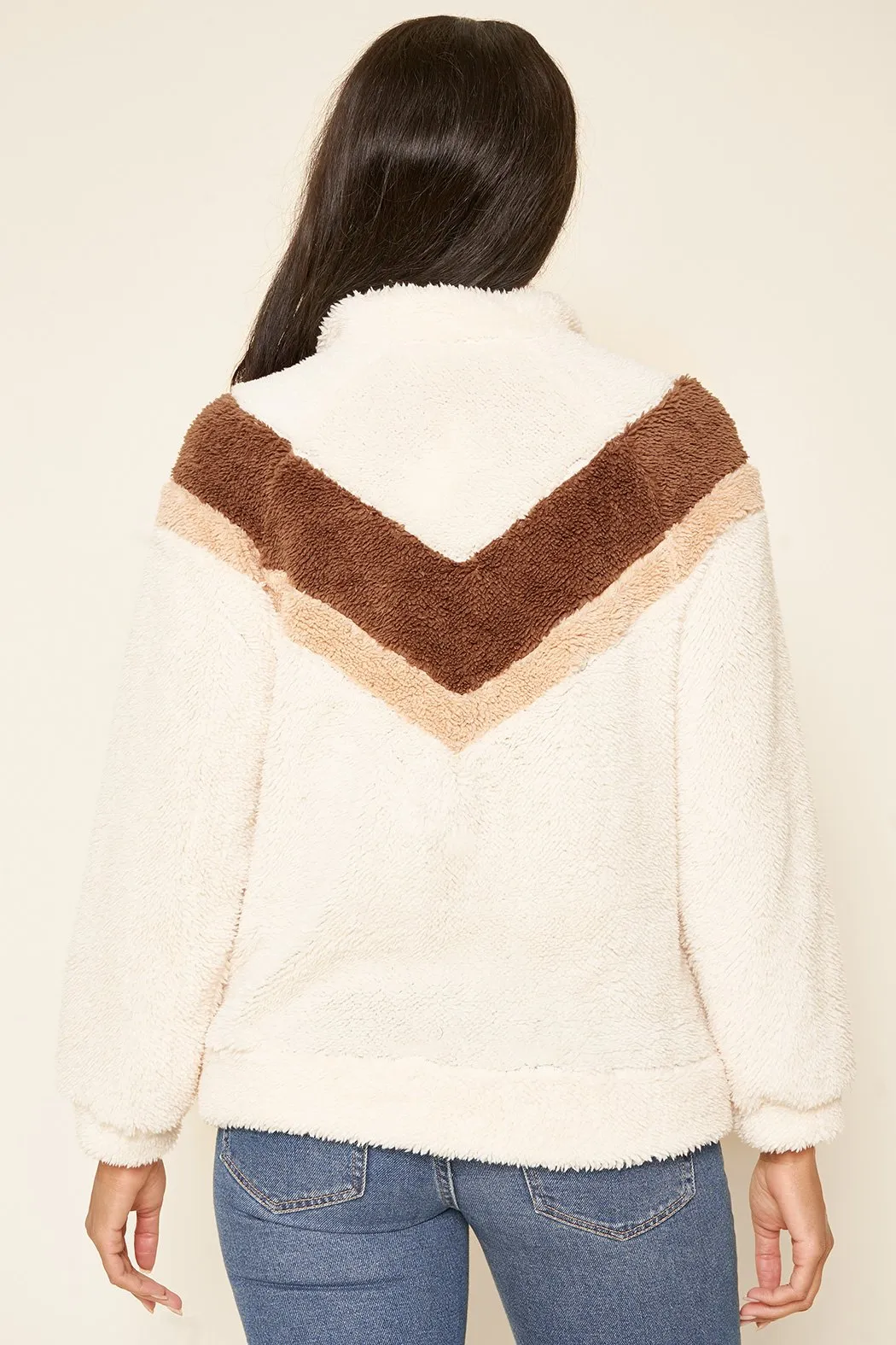 Brooklyn Chevron Sherpa Half Zip Pullover