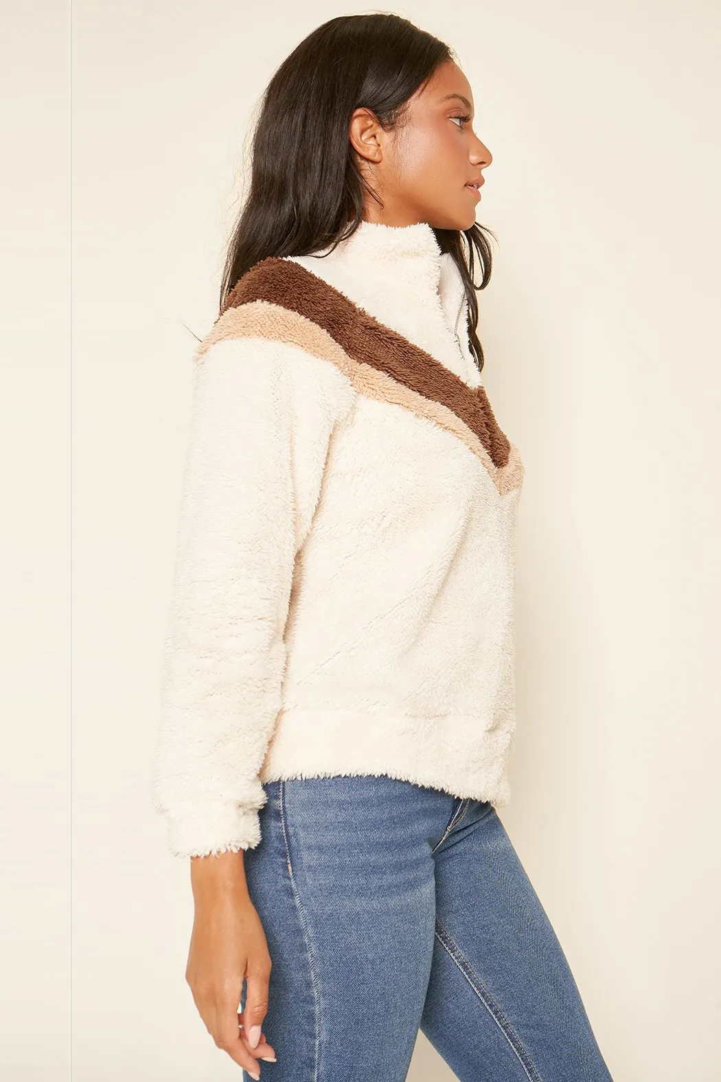 Brooklyn Chevron Sherpa Half Zip Pullover