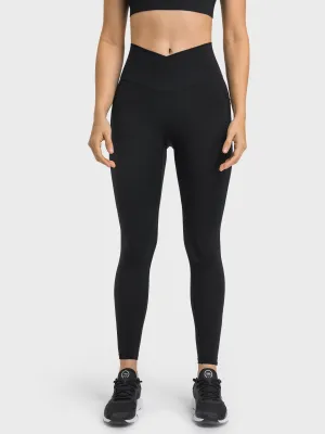 Butterly Crossover Waist Leggings with Pockets