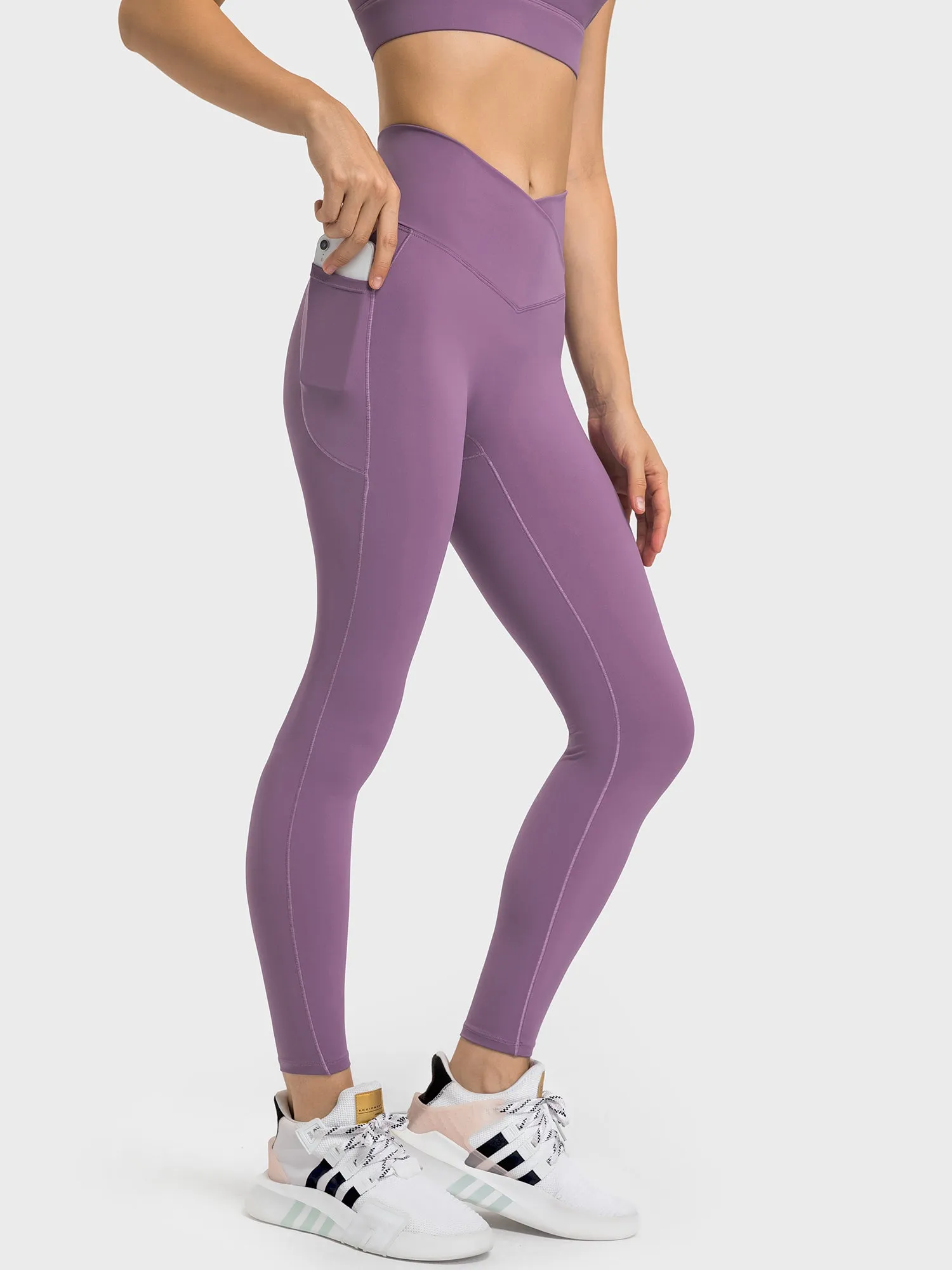 Butterly Crossover Waist Leggings with Pockets