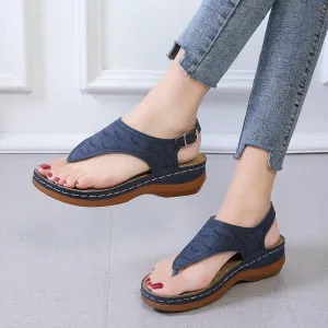 Casual Sandals Women's Wedge Heel Solid Color Flip Flop Sandals