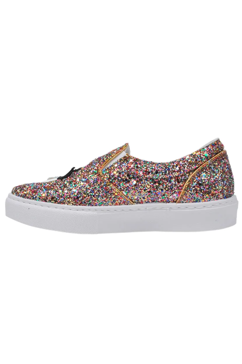 Chiara Ferragni Women's Multicolor Glitter Rainbow Flirting Flats Sneakers