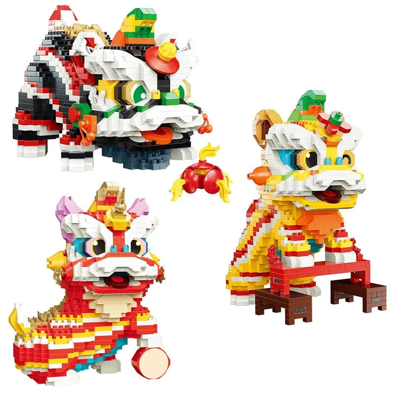 Chinese Lunar New Year Lion Dance Nano Building Block Sets | NEW