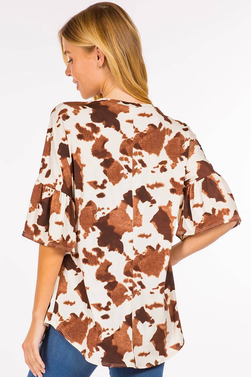 Chocolate Brown Animal Print Top