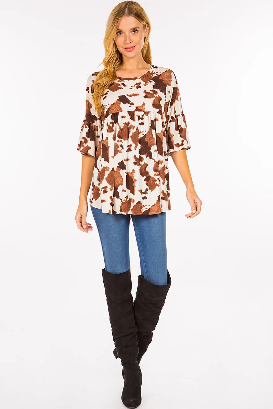 Chocolate Brown Animal Print Top