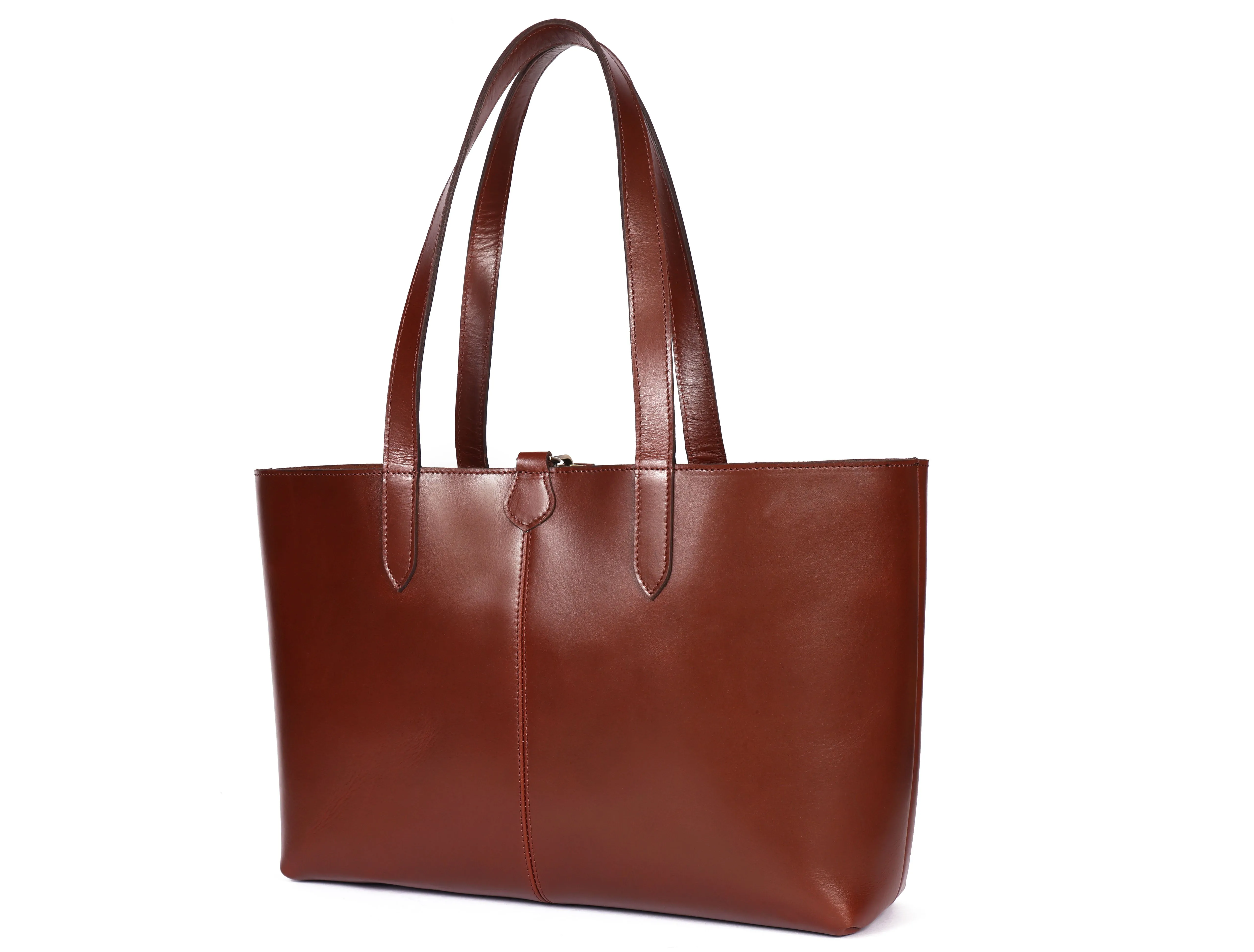 Classic Brown Leather Tote Bag - Elegance Meets Functionality.  Art: BG-1750