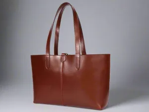 Classic Brown Leather Tote Bag - Elegance Meets Functionality.  Art: BG-1750