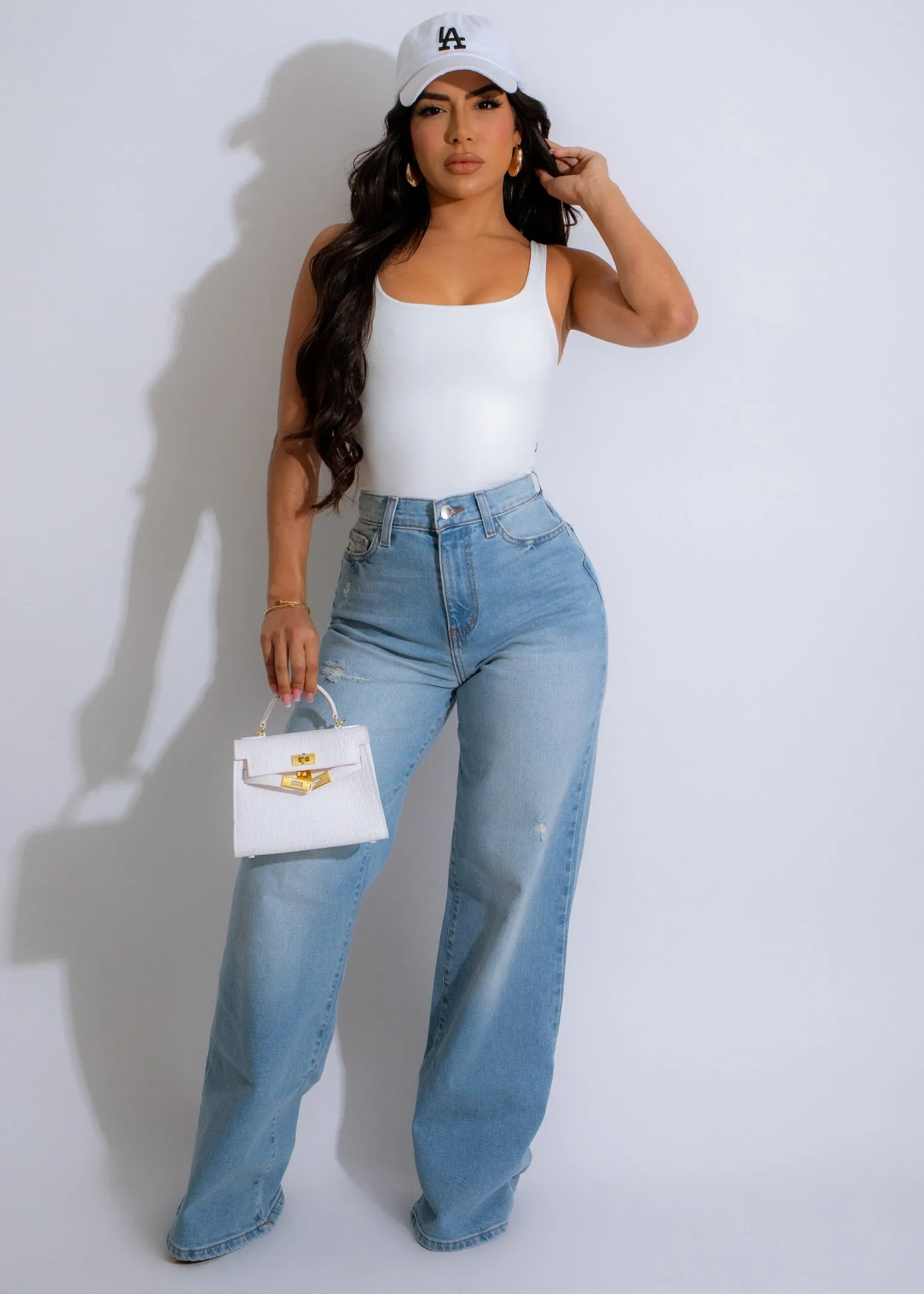 Classic Wide-Strap Crop Top White