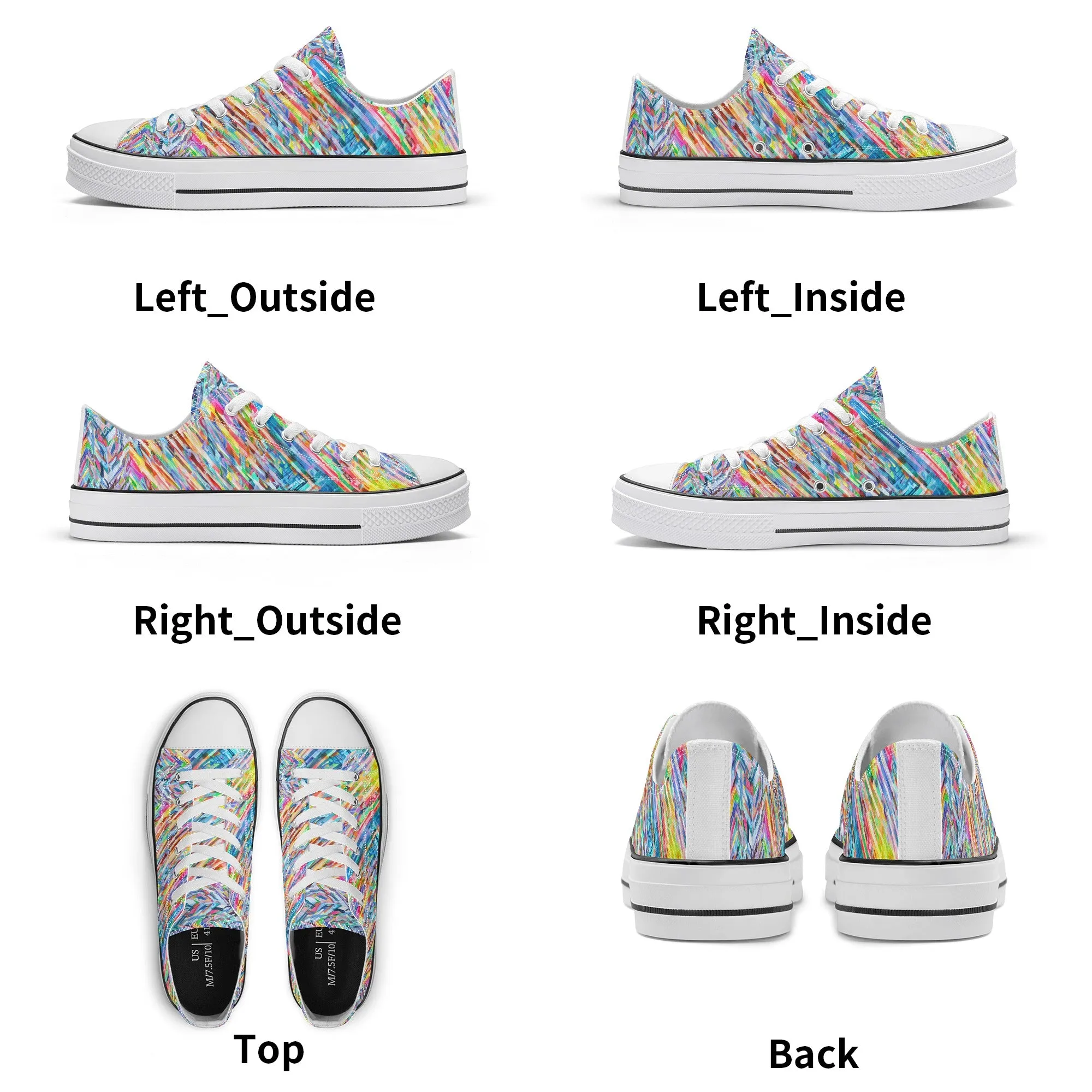 Colorful Herringbone Pattern - Womens Classic Low Top Canvas Shoes for Footwear Lovers