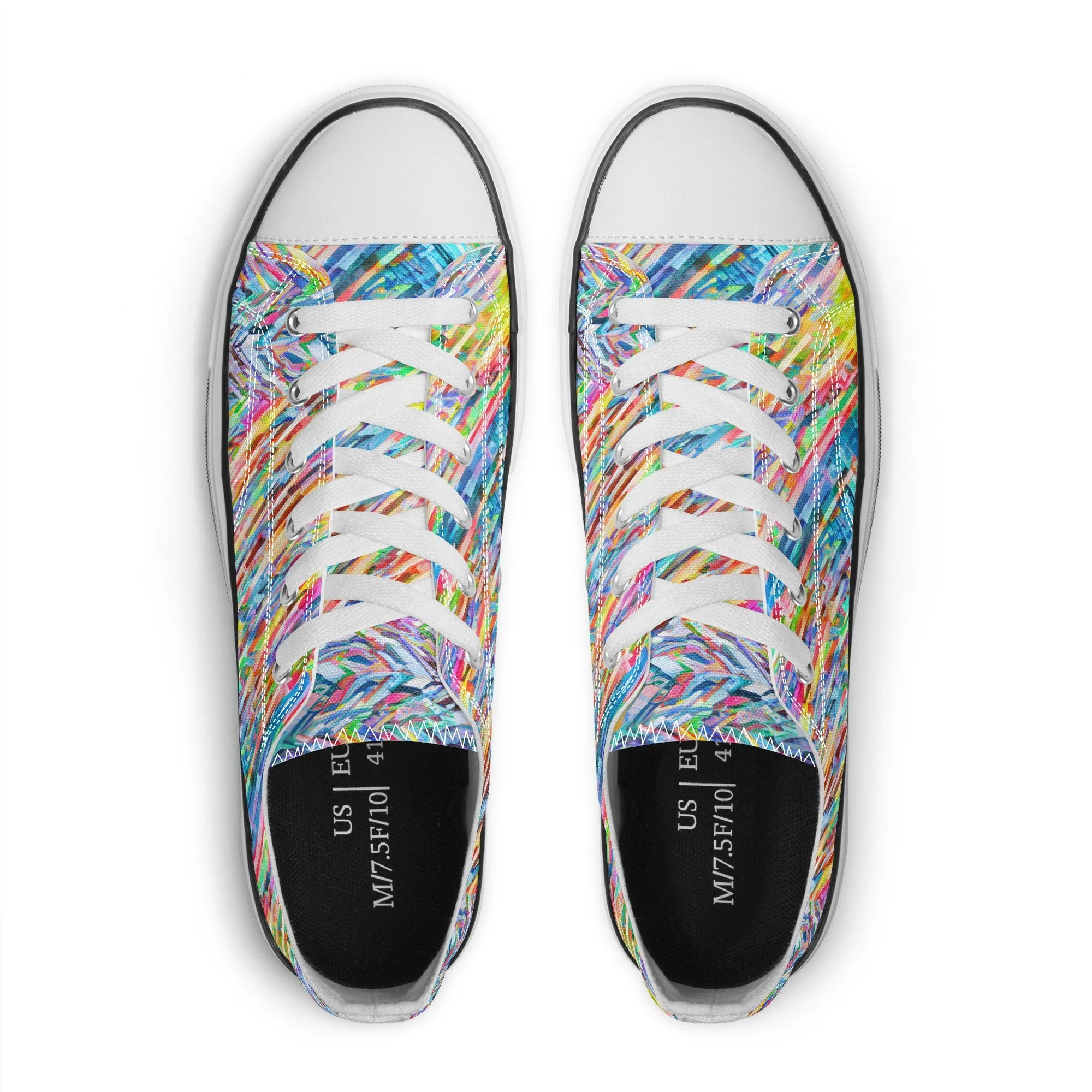 Colorful Herringbone Pattern - Womens Classic Low Top Canvas Shoes for Footwear Lovers