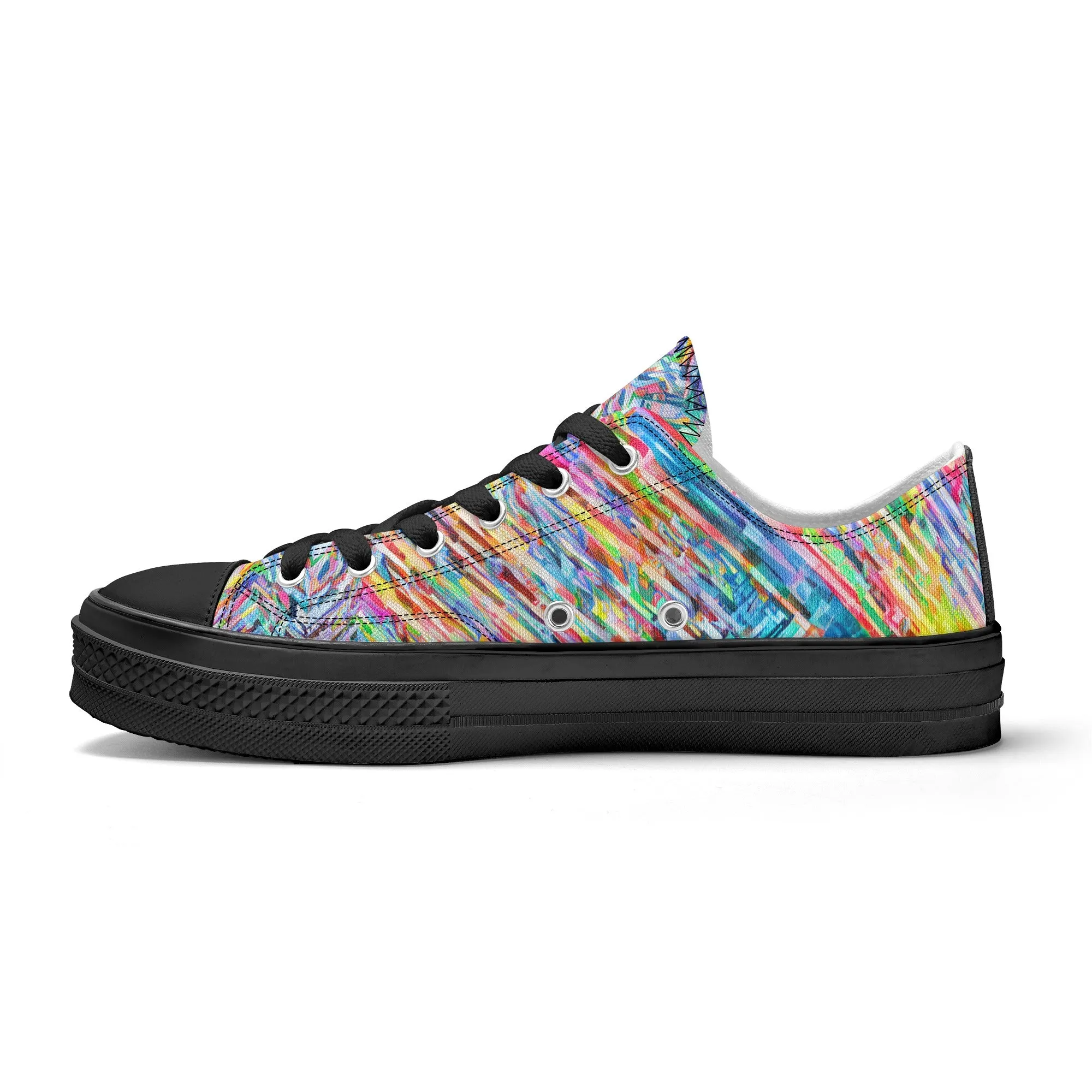 Colorful Herringbone Pattern - Womens Classic Low Top Canvas Shoes for Footwear Lovers